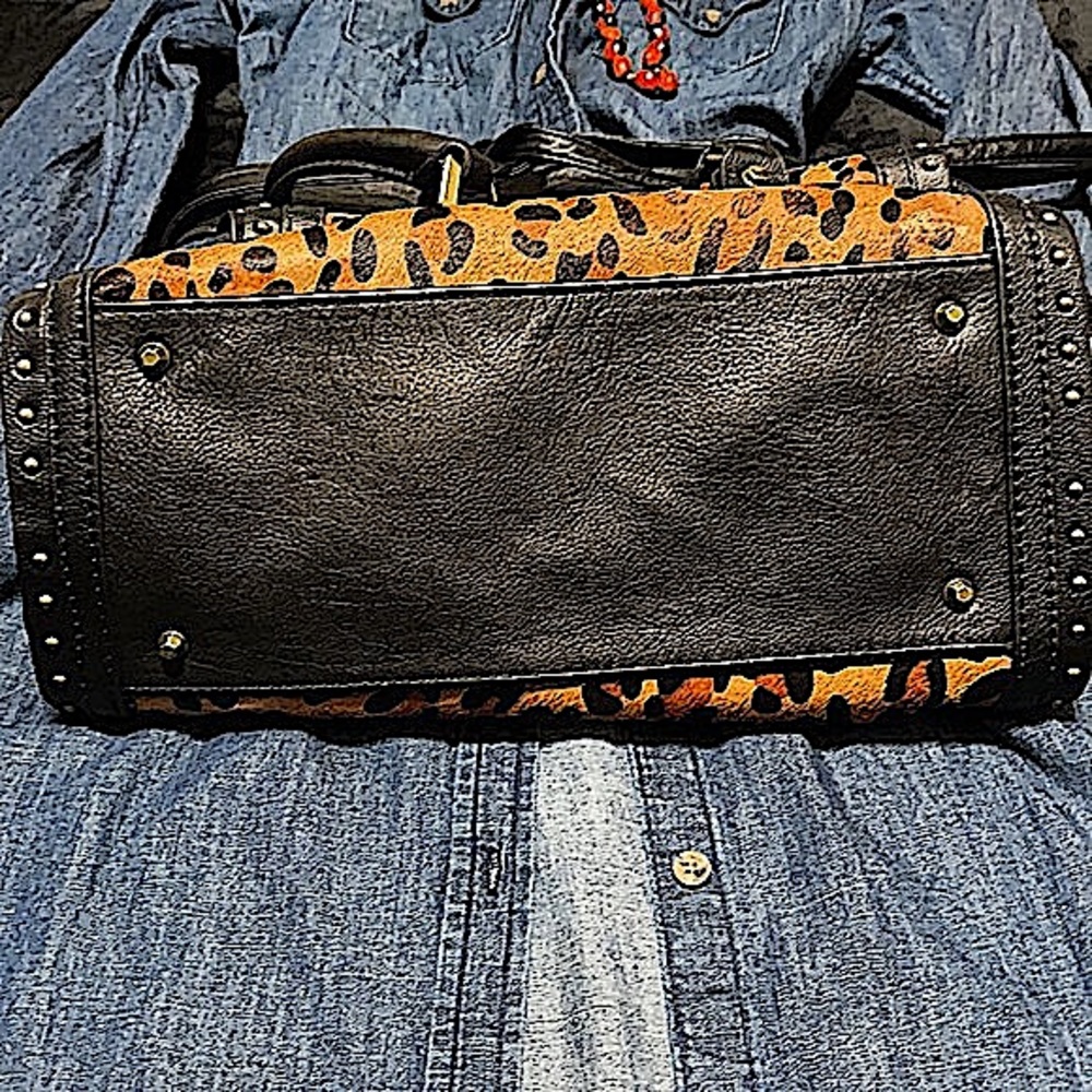 Replica orYANY Leopard Print/Cowhide Satchel Bag - Picture 4 of 12